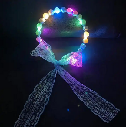 2023 luminescent hair hoop fairy lace pearl headwear bow tie ribbon beads hair band for girl