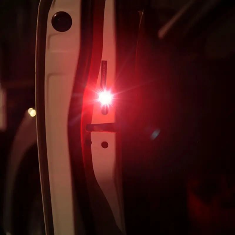 2pcs Universal Car Wireless Car Door LED Warning Light, Flashing Anti Collision Signal Light, Car Accessories