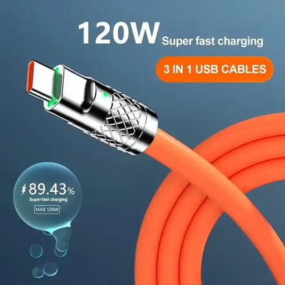 120w zinc alloy one-to-three data cable super fast charging cable suitable for Huawei type-c Apple and Android mobile phones