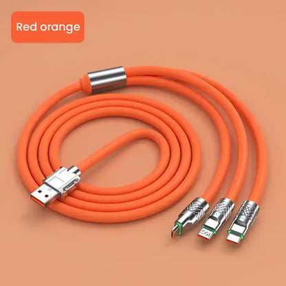 120w zinc alloy one-to-three data cable super fast charging cable suitable for Huawei type-c Apple and Android mobile phones